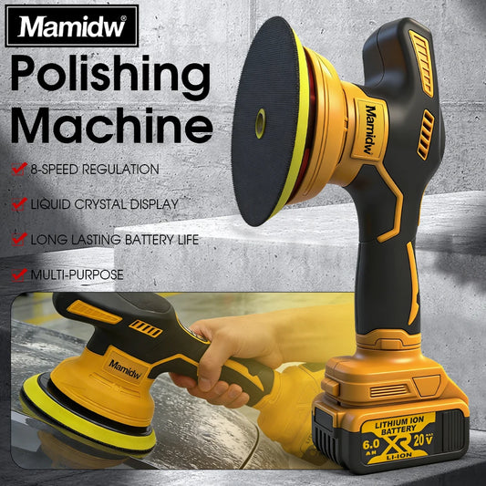 Mamidw Lucidatrice per Auto Wireless a 8 Velocità Regolabili, Schermo LCD, Macchina Lucidatrice al Litio con Lunga Durata della Batteria per Rimozione Graffi e Lucidatura Veicoli, Compatibile con Batteria DEWALT 20V PIN