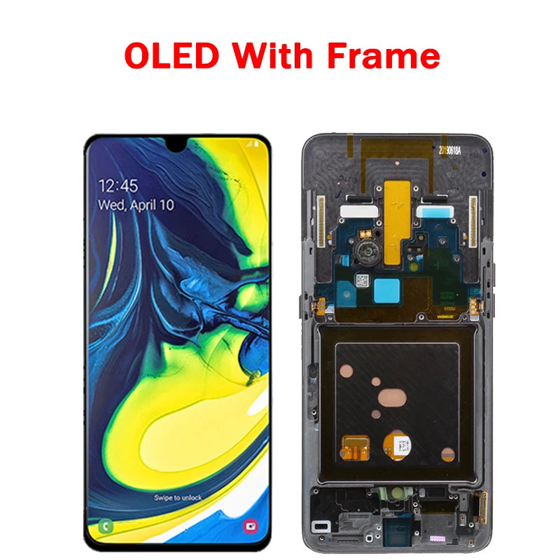Display LCD Super AMOLED per Samsung A80 A805 A805F, gruppo digitalizzatore touchscreen con sensore di impronte digitali per Samsung A90 LCD