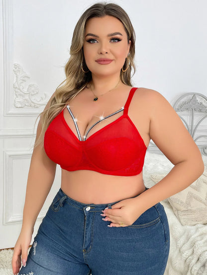 Intimo da donna taglie forti con mezza coppa pull up e design anti-cedimento in tinta unita adatto per donne grassocce XL-XXL HR2488