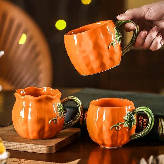 Tazza a Forma di Zucca Carina, Tazze Realistiche a Forma di Zucca, Stoviglie in Porcellana, Utensili per Bere, Tazze da Caffè, Tazze per il Tè Pomeridiano