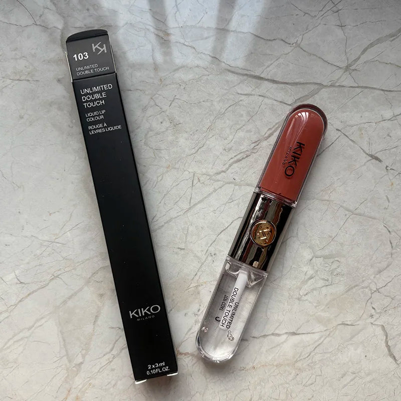 Kiko Milano Edizione Limitata Rossetto a Doppia Punta con Specchio Trasparente, Non Sbiadisce, Non Si Attacca alla Tazza, Lucidalabbra per il Trucco