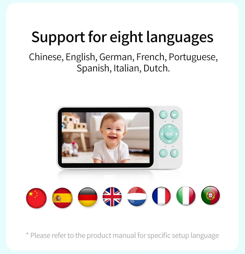 Danmini 2.4G 5 pollici Baby Monitor Tuya App Telecomando 1080P Videocamera Video Citofono bidirezionale Rilevazione movimento Monitor wireless
