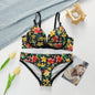 Set di biancheria intima sexy con fiori ricamati da donna con cerchio in acciaio raccolto push up comodo set di reggiseno aderente J0124