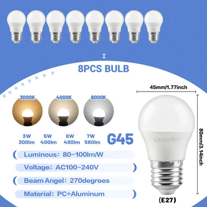 1-10 Pezzi Lampadina LED Mini G45 3W-7W AC100-240V E27 Luce Diurna Fredda per Illuminazione e Decorazione Soffitto Soggiorno