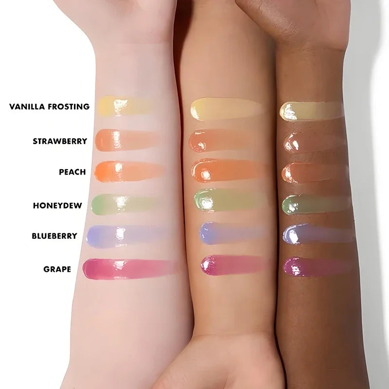 Balsamo labbra lucido alla frutta Hot Elf, set da 2 pezzi, gusto bubblegum-ciliegia, mango, anguria, lucidalabbra a lunga tenuta, idratante, cosmetici per la cura delle labbra