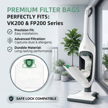 Sacchetti per Aspirapolvere Compatibili con Vorwerk Kobold VK200 FP200, Sacchetti Premium Adatti per Vorwerk Kobold VK 200 FP 200