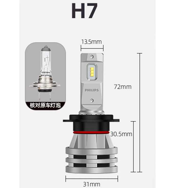 Philips LED H7 Faro 12V/24V 4200K 5700K 6000K 6500K Bianco brillante Faro automatico Lampade a LED,