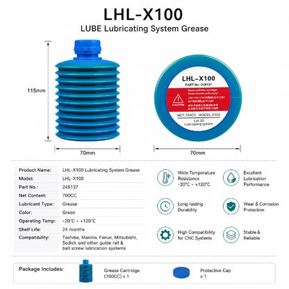 Cartuccia di Grasso LUBE LHL-X100-7 249137 per Macchine CNC, Lubrificazione Centralizzata, Guide Lineari e Viti a Ricircolo di Sfere 700CC