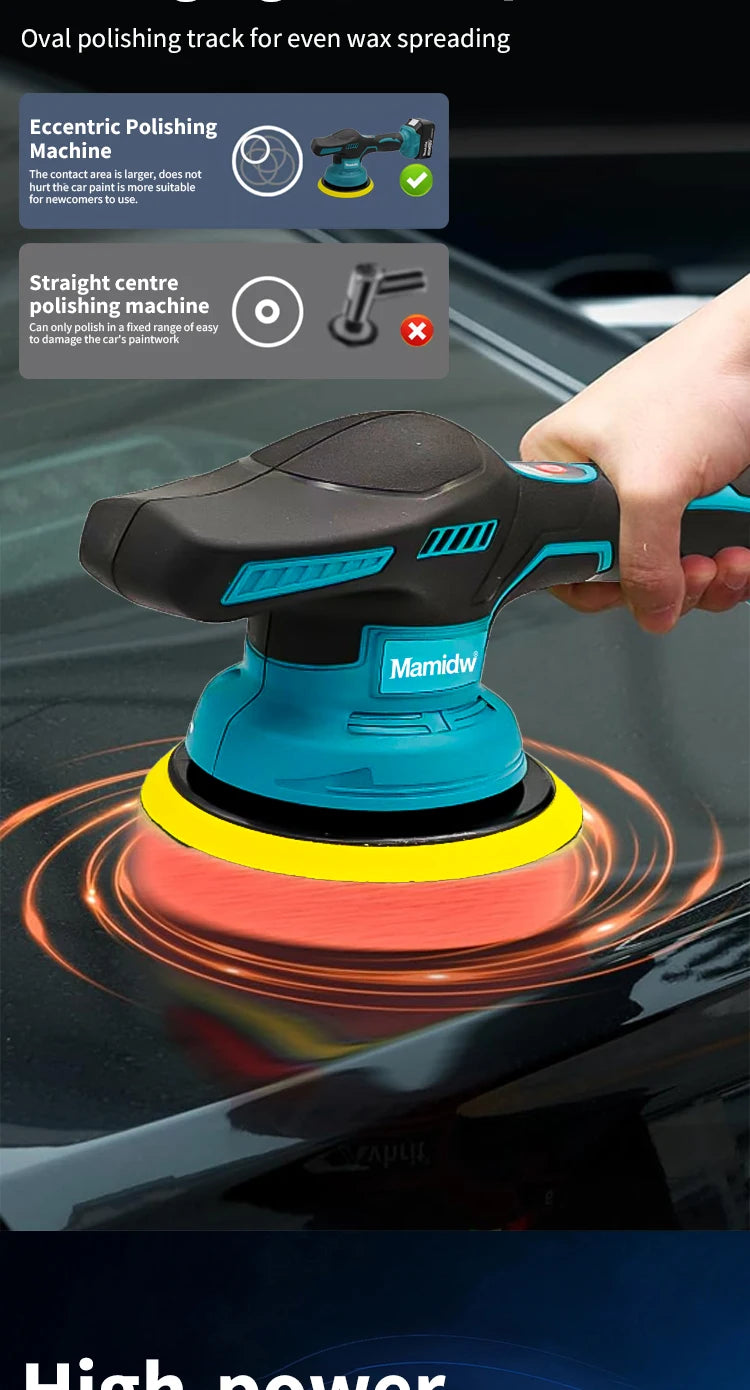 Lucidatrice Senza Fili Mamidw, 8 Velocità Variabili Max 5000 Giri/min, Lucidatrice Portatile per Auto con Platorello Autoadesivo, 4 Tamponi Lucidanti per Dettagli Auto, Ceratura e Lucidatura, Compatibile con Batteria Makita