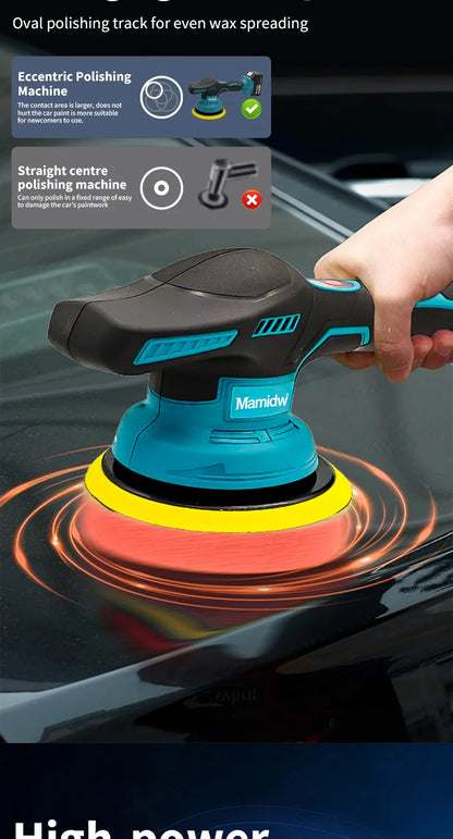 Lucidatrice Senza Fili Mamidw, 8 Velocità Variabili Max 5000 Giri/min, Lucidatrice Portatile per Auto con Platorello Autoadesivo, 4 Tamponi Lucidanti per Dettagli Auto, Ceratura e Lucidatura, Compatibile con Batteria Makita