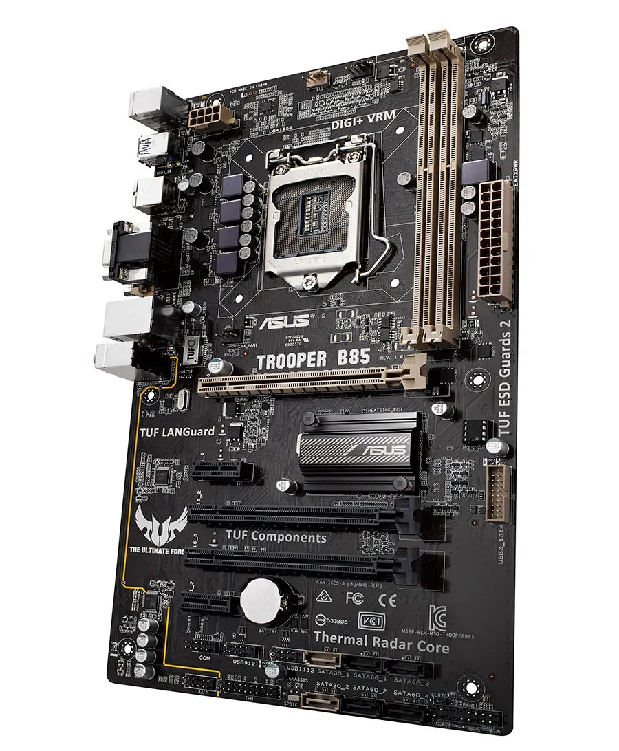Scheda madre ASUS TROOPER B85, compatibile con CPU I3-4130, I3-4360, I5-4670, I7-4771, 2 slot DDR3, 16 GB, PCI-E 3.0, formato ATX, scheda madre B85.