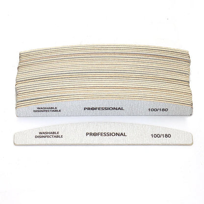 2/6/8/12/20pcs Lima per unghie professionale Grigia Mezza luna Lime per unghie in legno 100/180 Grana Levigatura su due lati Strumenti per manicure lavabili