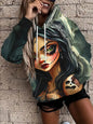 Felpe con cappuccio a tema Halloween, con stampa 3D di scheletro e teschio, abbigliamento casual da strada per donna, felpe ampie, felpe con cappuccio, top femminili, abbigliamento.