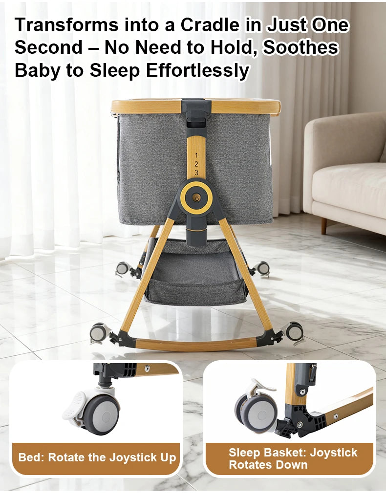 Lettino 3 in 1 Culla Comodino Culla Box per bambini 0-3 anni bambino multifunzione pieghevole e sollevabile Con zanzariera e ruota