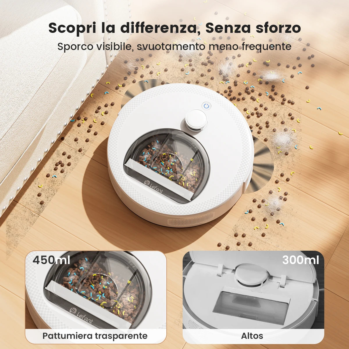 LEFANT M330 Pro M330S Robot aspirapolvere  con mappatura, navigazione dToF, sistema di prevenzione ostacoli PSD, aspirazione 5000Pa, Alexa/APP/WiFi