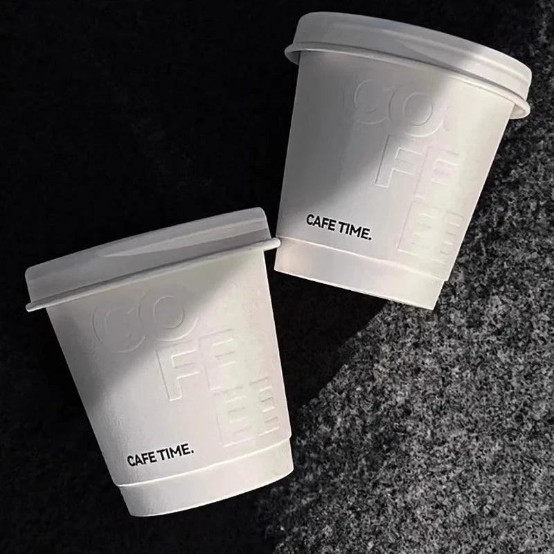 Bicchieri Monouso per Bevande Calde, Tazze per Caffè e Tè al Latte, Bicchieri di Carta Concavi e Convessi con Coperchio, Robusti e Durevoli