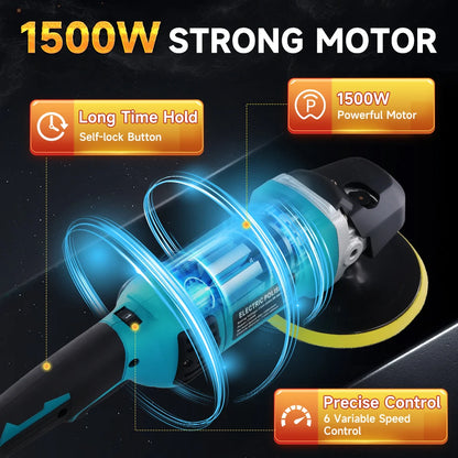 Lucidatrice per Auto Podofo 1580W, 6 Pollici, 7 Velocità Regolabili, Macchina Lucidatrice per Detailing e Ceratura Auto
