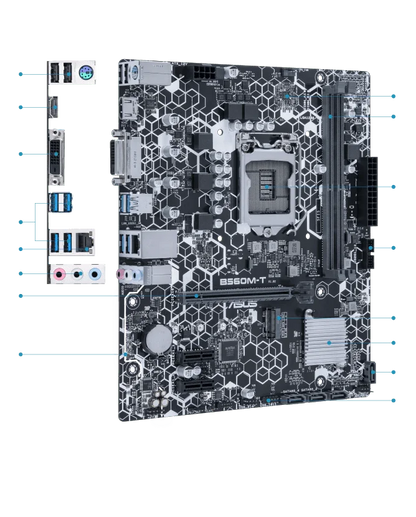 Scheda Madre ASUS B560M-T Intel B560 LGA1200 DDR4 M.2 Supporto CPU Core I3-10100F Core I3-10300 Core I5-11500 Core I7-10700