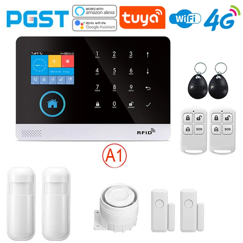 Sistema di allarme PGST ultima versione, WiFi, 4G, allarme di sicurezza domestica intelligente Tuya, controllo vocale intelligente Alexa, funzione push APP
