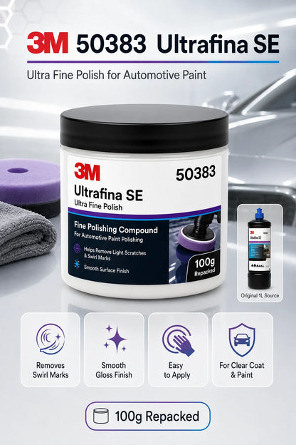 Lucidante Professionale 3M 50383 Ultrafina SE per Vernice Auto, Rimuovi Graffi e Ologrammi, Dettagliatura, Finitura Lucida, 100g Riconfezionato