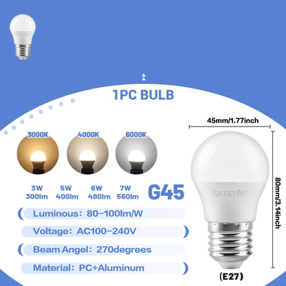 1-10 Pezzi Lampadina LED Mini G45 3W-7W AC100-240V E27 Luce Diurna Fredda per Illuminazione e Decorazione Soffitto Soggiorno