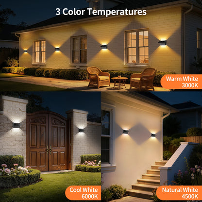 Lampade solari da parete Intelamp, confezione da 2 con telecomando,3 modalità di colore, IP65 |Illuminazione personalizzabile su/giù, lampada solare impermeabile IP65 per pareti esterne, recinzioni, patii e ingress