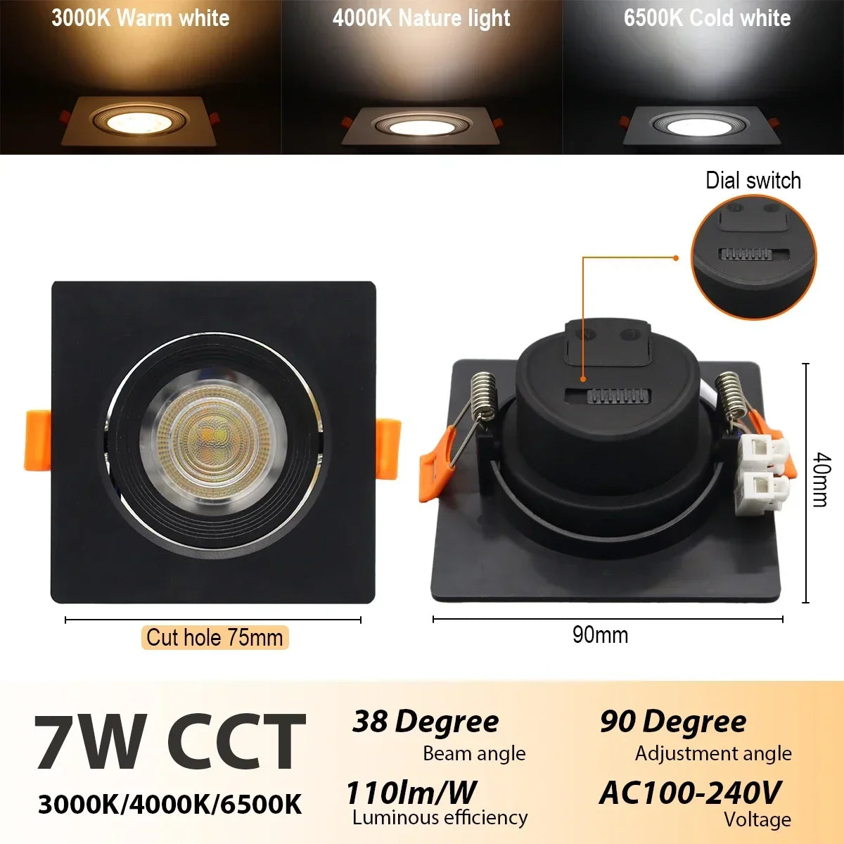4-20 pezzi 3 CCT LED plafoniera 3000K 4000K 6500K pieghevole da incasso per la casa camera da letto bagno soggiorno illuminazione Lamparas Led