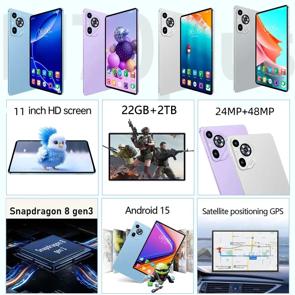 Nuovo Tablet Android Originale 2026 Pad 16 PRO Snapdragon 8Gen3, 11 Pollici HD, 24GB+2TB, 20000 mAh, 5G Dual SIM, Bluetooth, Wi-Fi
