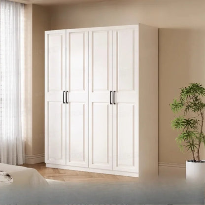 Armadio in stile crema per camera da letto, facile da montare, ideale per piccoli appartamenti, armadio in legno, mobile contenitore per stanze in affitto.