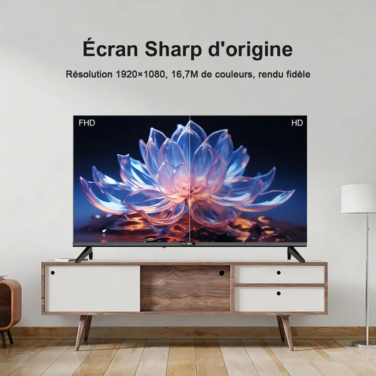 HKC 42Q1L Smart TV FHD da 42 Pollici VIDAA con Pannello Sharp, DVB T2 S2 C Completo, HDR10, Audio Dolby e Porte HDMI, AV, Jack per Cuffie