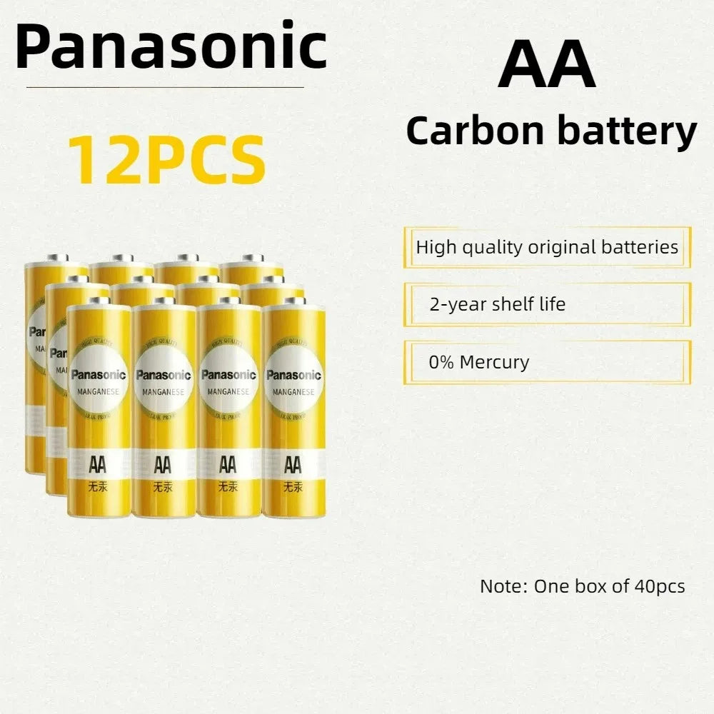Batterie originali Panasonic AA 1.5V al carbonio-zinco per giocattoli LED, MP3, fotocamere, torce, rasoi, lettori CD