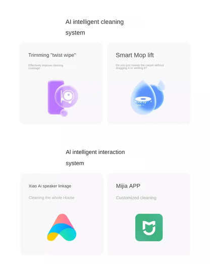 Nuovo robot aspirapolvere Xiaomi Mijia M30 Pro, potente e multifunzione, con funzione di taglio dei capelli integrata e sistema anti-groviglio.