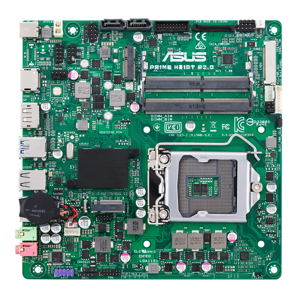 Scheda Madre Mini ITX Asus PRIME H310T R2.0 Intel H310 M.2 LGA1151 DDR4 32GB Supporto CPU 9300 9500 8500 8100 9700
