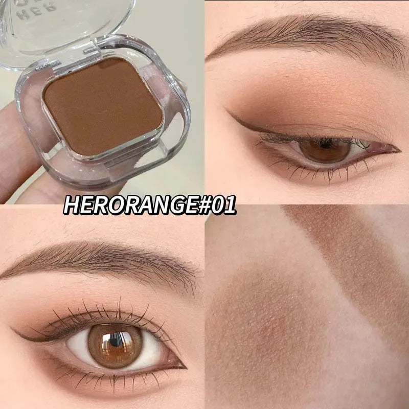Palette Ombretto Monocromatico Rosso Marrone, Eyeliner in Polvere, Rosso Corallo Opaco Setoso, Eyeliner Effetto Baco, Impermeabile, Trucco Aegyo-sal