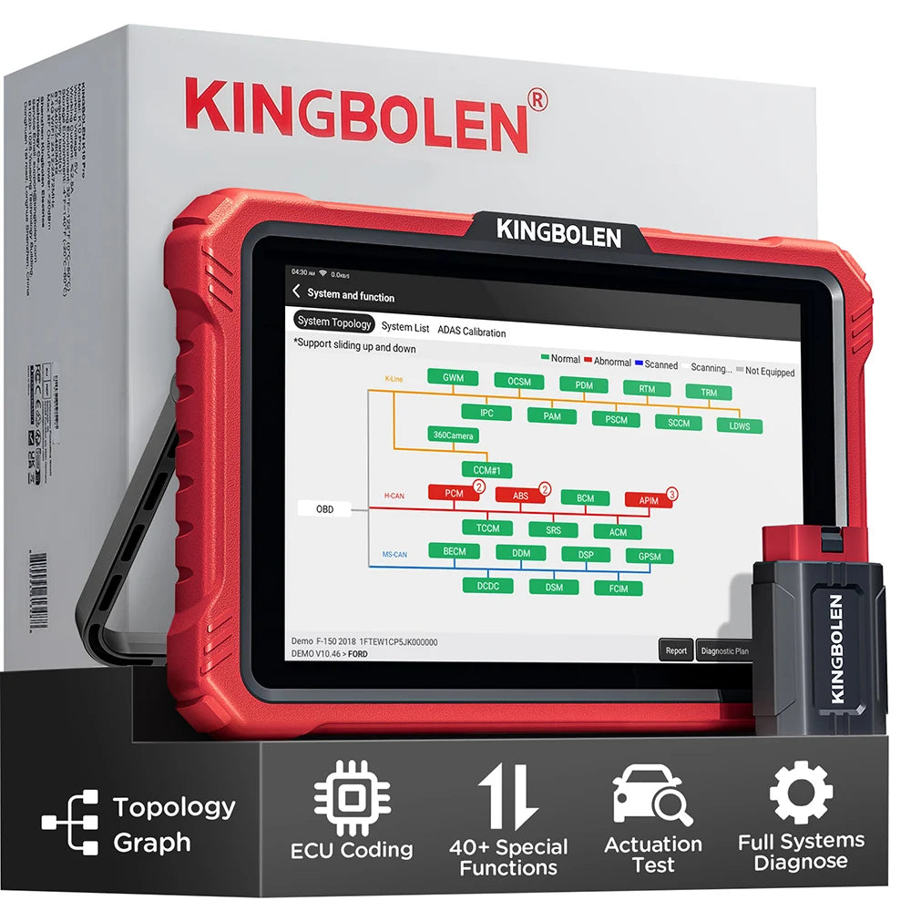Ultimo Modello 2026 KINGBOLEN K10 PRO/K10 ELITE Strumento Diagnostico con Diagramma Topologico Completo del Sistema, Scanner Auto OBD OBD2 CANFD DOIP, 40+ Funzioni di Reset