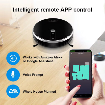 LIECTROUX C30B Robot Aspirapolvere con Navigazione AI, Partizione Intelligente, App WiFi, Aspirazione 6000Pa, Lavaggio a Secco e Umido, Disinfezione