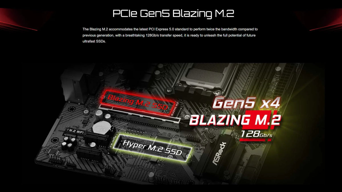 ASROCK B650M-H/M.2+ Nuova scheda madre, AM5, LGA 1718, AMD B650, Micro ATX, DDR5, PCIe 4.0 M.2, LAN, 6+1+1 Fasi di alimentazione
