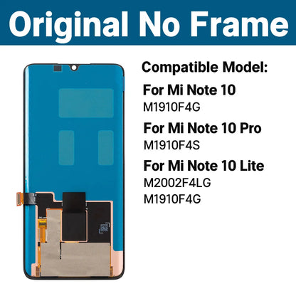 Display Premium testato al 100% per Xiaomi MI Note 10 Pro Touch Screen di ricambio per Xiaomi Note 10 Lite LCD M1910F4S M2002F4L