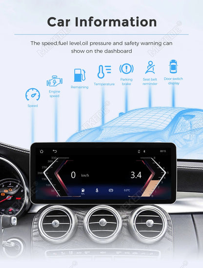 Mekede, schermo da 12,3 pollici, risoluzione 2K, sistema di navigazione GPS con CarPlay e Android Auto, autoradio multimediale con sistema operativo Linux per Mercedes Benz C W205, GLC X253, Classe V W447, lettore video 4K.