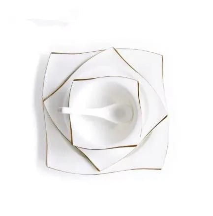 Set di Piatti in Ceramica, Stoviglie in Porcellana Bone China, Set Creativo di Piatti e Vassoi Phnom Penh, Piatti Quadrati, Servizio da Tavola per Cucina