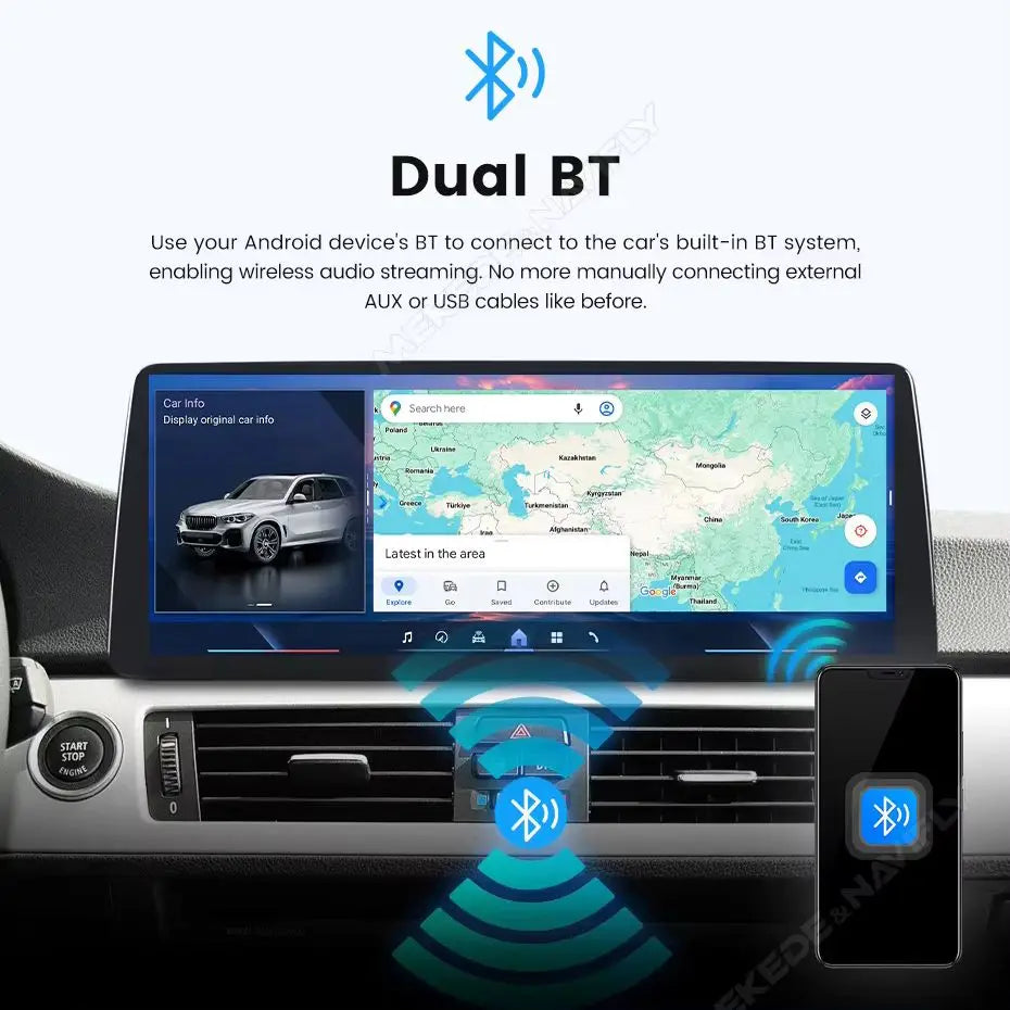 Mekede 10.25/12.3 pollici QLED Android 14 Snapdragon 128GB ROM CarPlay Wireless Auto Multimedia per BMW Serie 5 E60 E61 E62 E63 E64 Sistema CCC CIC Navigazione GPS Doppio BT 4G WiFi DSP