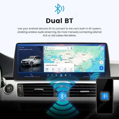 Mekede 10.25/12.3 pollici QLED Android 14 Snapdragon 128GB ROM CarPlay Wireless Auto Multimedia per BMW Serie 5 E60 E61 E62 E63 E64 Sistema CCC CIC Navigazione GPS Doppio BT 4G WiFi DSP