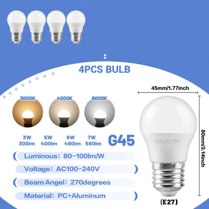 1-10 Pezzi Lampadina LED Mini G45 3W-7W AC100-240V E27 Luce Diurna Fredda per Illuminazione e Decorazione Soffitto Soggiorno