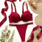 Cuscino per il petto ispessito, set di biancheria intima modellante e sollevante, set rosso sexy in 2 pezzi, preferito per appuntamenti e come regalo B2051