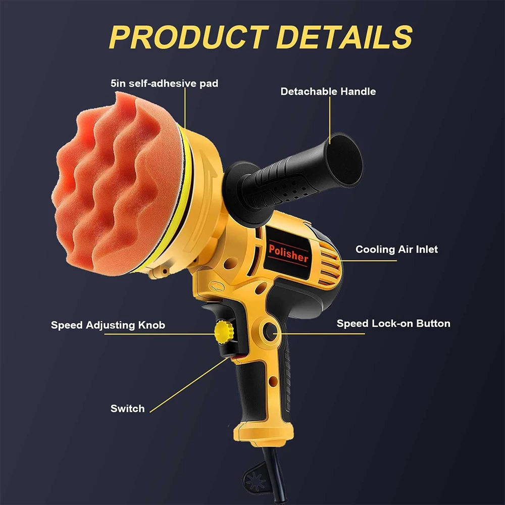 Podofo 700W 5" Lucidatrice Elettrica Rotante per Auto, Kit per Lucidatura e Ceratura, Macchina per Bellezza Auto, Velocità Regolabile 0-3600 RPM, Strumenti per Levigatura e Ceratura, Lucidatura Automobilistica, Riparazione G