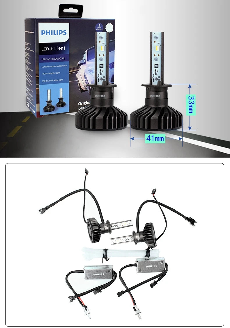 Philips Ultinon Pro9000 H1 H4 H7 LED H11 HB3 HB4 HIR2 faro Auto 9005 9006 9012 5800K bianco 250% lampade Auto a LED luminose