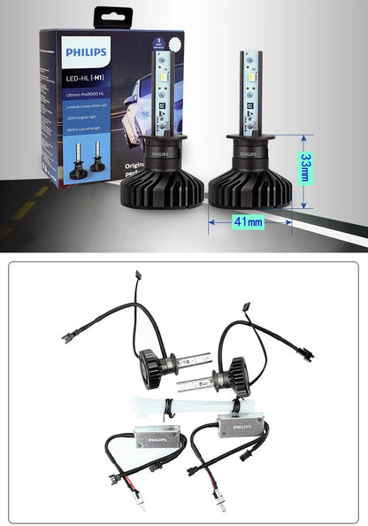 Philips Ultinon Pro9000 H1 H4 H7 LED H11 HB3 HB4 HIR2 faro Auto 9005 9006 9012 5800K bianco 250% lampade Auto a LED luminose