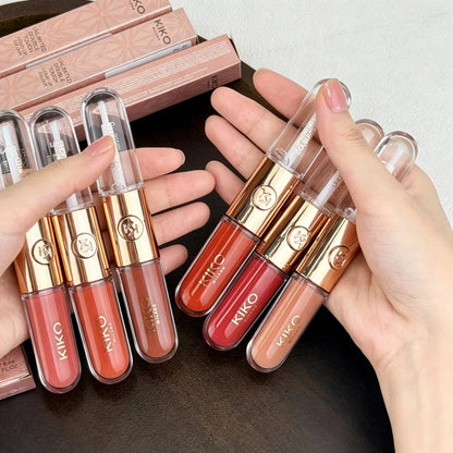 KIKO Milano Unlimited Double Touch Lip Gloss, rossetto liquido 2 in 1 e gloss trasparente, effetto labbra in vetro, lunga durata, non si trasferisce