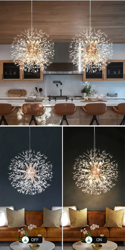 Lampadario di Lusso IRALAN a Soffitto, Lampada a Sospensione in Cristallo a Forma di Soffione, Luce a 3 Colori, Lampade a LED per Tavolo da Pranzo e Soggiorno