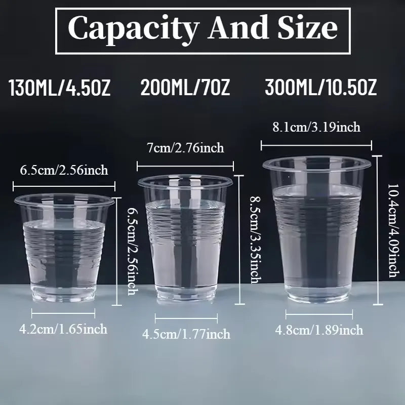 50/100 bicchieri di plastica trasparenti usa e getta, bicchieri per uso domestico, per succhi di frutta, caffè, gelato, utensili per feste di compleanno